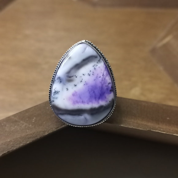 Hand Crafted Jewelry - Purple Dendrite Opal Ring, sz 9